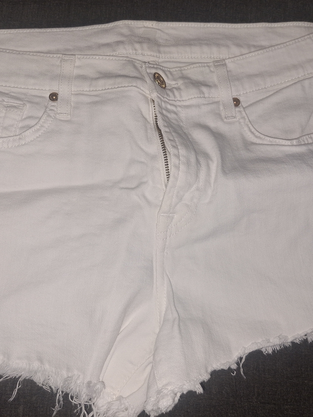 Free People White Frayed Hem Denim Shorts